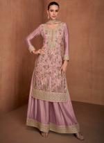 Chinnon Pink Wedding Wear Embroidery Work Readymade Plazzo Suit